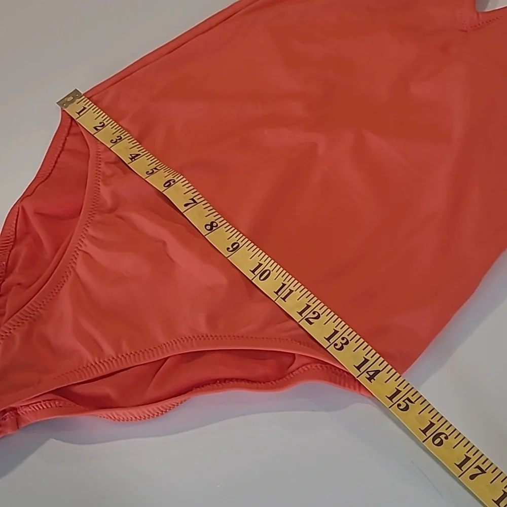 EUC KONA SOL Bright Orange 1 Piece Plunge Adjustable Strap Bathing Suit - Picture 10 of 12